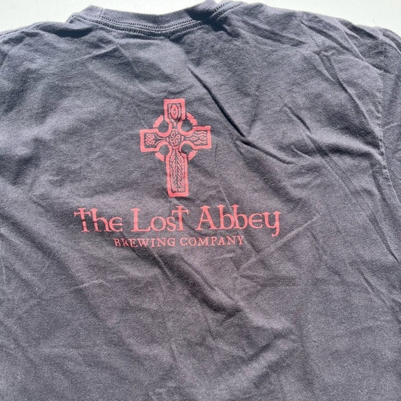 Men's The Lost Abbey T-Shirt Black Spell-Out NO TAGS Craft Beer San Diego IPA - Picture 9 of 13